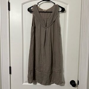 Via Signoria Made In Italy Linen Dress Women’s Size Small V-Neck Sleeveless